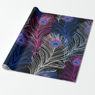 Gorgeous Vintage pattern of peacock feathers on a Wrapping Paper