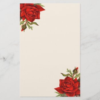 Gorgeous Vintage Red Roses Elegant Stationery by SimpleElegance at Zazzle