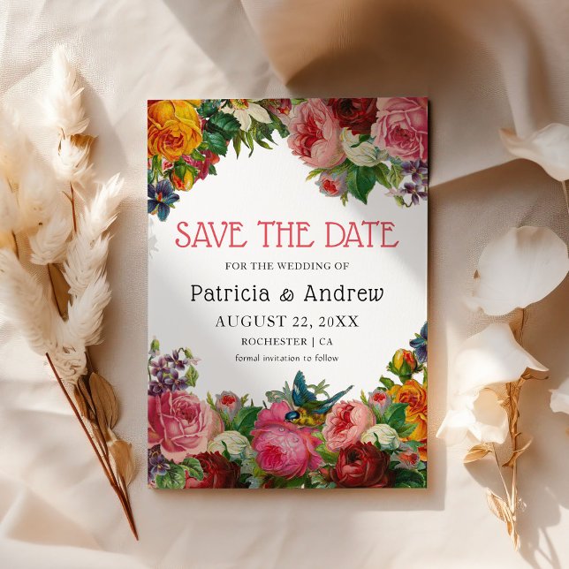 Gorgeous Vintage Rose Floral Wedding  Save The Date (Creator Uploaded)