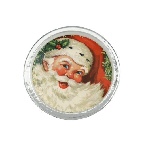 Gorgeous Vintage Santa Claus Image Ring