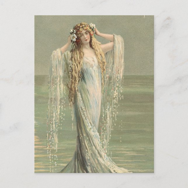 Gorgeous Vintage Sea Goddess Postcard (Front)