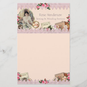 Gorgeous Vintage Sewing Dusty Pink Stationery