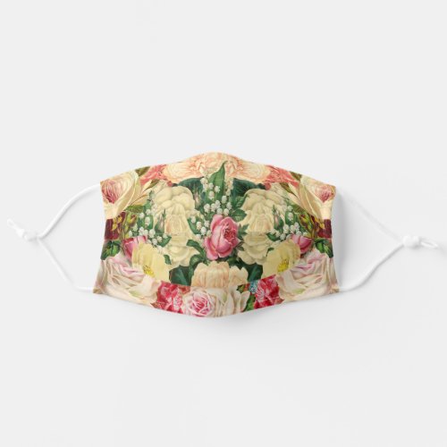 Gorgeous Vintage Victorian Flowers  Roses Adult Cloth Face Mask