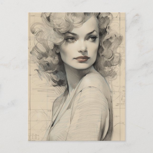 Gorgeous Vintage Woman Postcard (Front)