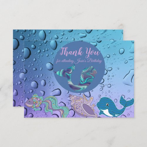 Gorgeous Water design mermaid tail thank you card