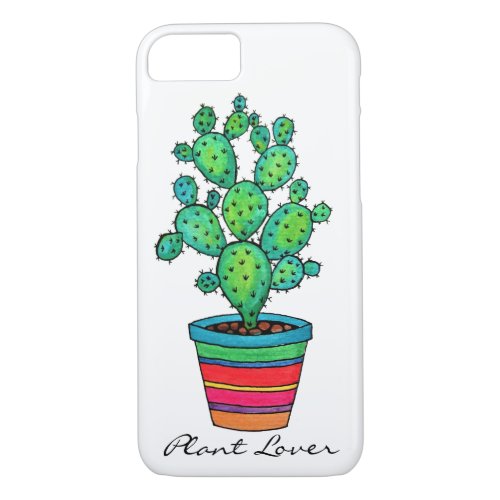 Gorgeous Watercolor Cactus In Beautiful Pot iPhone 87 Case