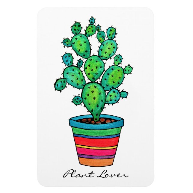Gorgeous Watercolor Cactus In Beautiful Pot Magnet (Vertical)