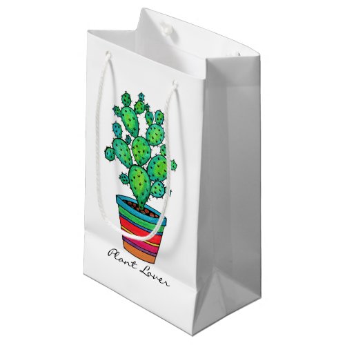 Gorgeous Watercolor Cactus In Beautiful Pot Small Gift Bag