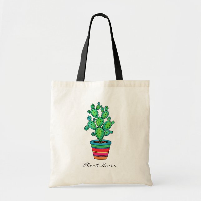 Gorgeous Watercolor Cactus In Beautiful Pot Tote Bag (Front)