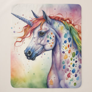 Gorgeous Watercolor Colorful Appaloosa Unicorn Sherpa Blanket