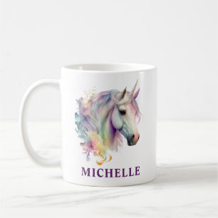 Gorgeous Watercolor Fantasy Unicorn and Flowers Coffee Mug