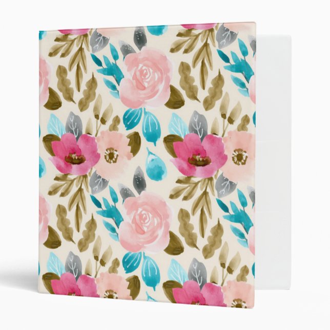 Gorgeous Watercolor Floral 3 Ring Binder (Front/Inside)