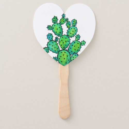 Gorgeous Watercolor Prickly Cactus Hand Fan