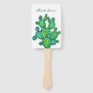 Gorgeous Watercolor Prickly Cactus Hand Fan