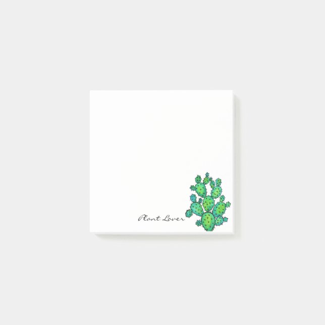 Gorgeous Watercolor Prickly Cactus Post-it Notes (Front)