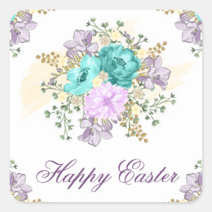 Gorgeous Watercolor Spring Floral Bouquet Easter Square Sticker