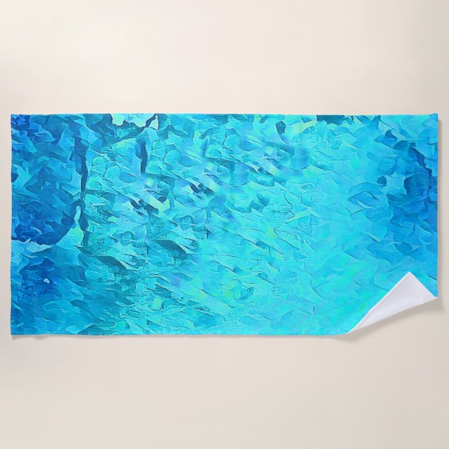 Gorgeous Watercolor Tropical Ocean Theme Design  Beach Towel (Front)
