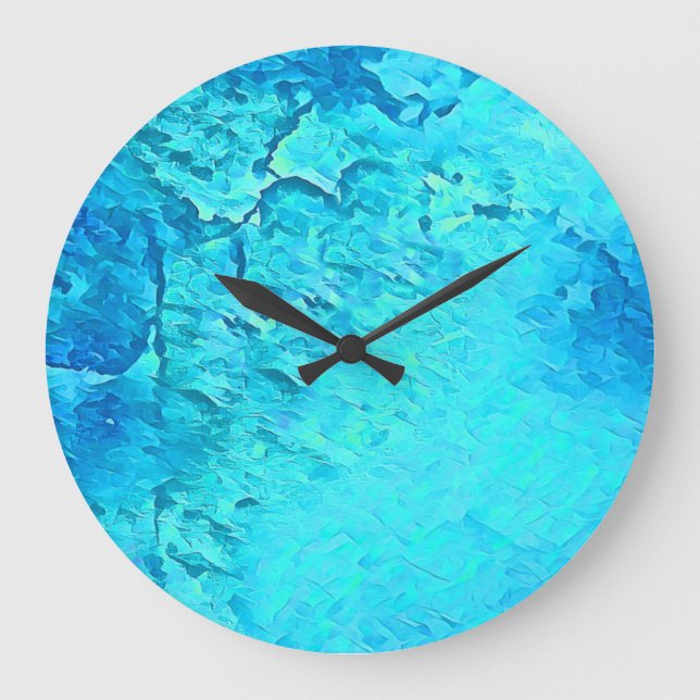 Gorgeous Watercolor Tropical Ocean Theme Design Large Clock (Front)