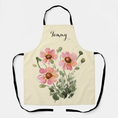 Gorgeous Watercolor Wildflower Personalized Apron