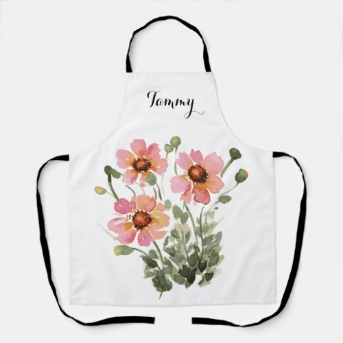 Gorgeous Watercolor Wildflower Personalized Apron