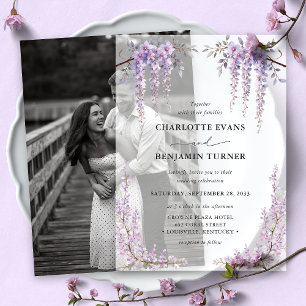 Gorgeous Watercolor Wisteria Floral Garden Wedding Vellum Invitations