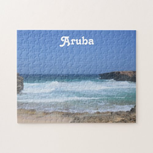 Gorgeous Waves Crashing in Aruba Jigsaw Puzzle