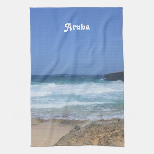 Gorgeous Waves Crashing in Aruba Kitchen Towel