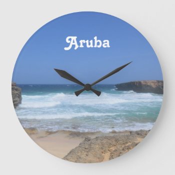 Gorgeous Waves Crashing In Aruba Large Clock by GoingPlaces at Zazzle