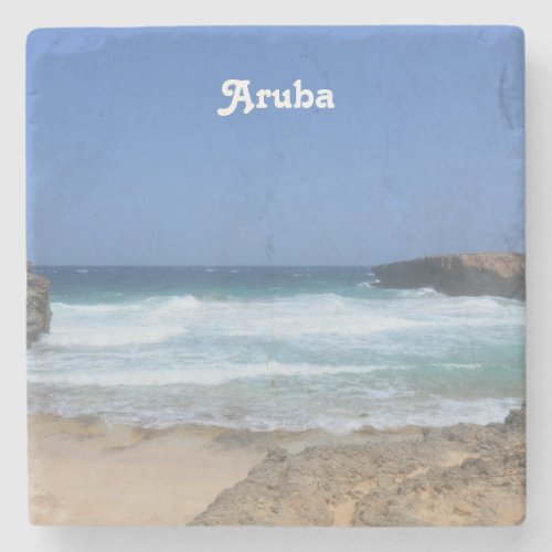 Gorgeous Waves Crashing in Aruba Stone Coaster