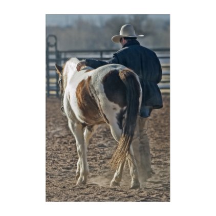 Gorgeous western horse and cowboy bond acrylic wall art