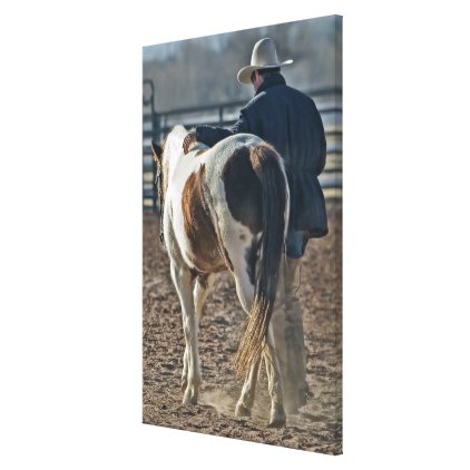 Gorgeous western horse and cowboy bond canvas print