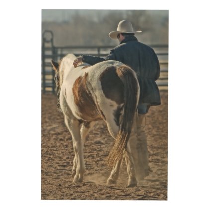 Gorgeous western horse and cowboy bond wood wall art