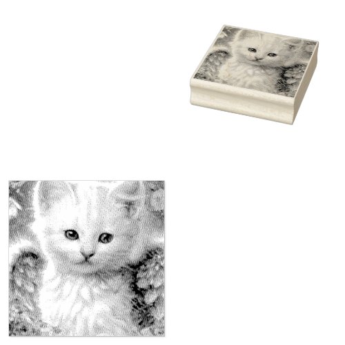 Gorgeous White Kitty with Wings  Rubber Stamp