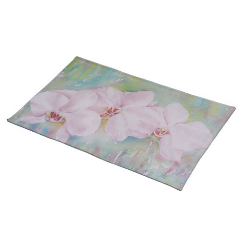 GORGEOUS WHITE ORCHIDS FLORAL CLOTH PLACEMAT