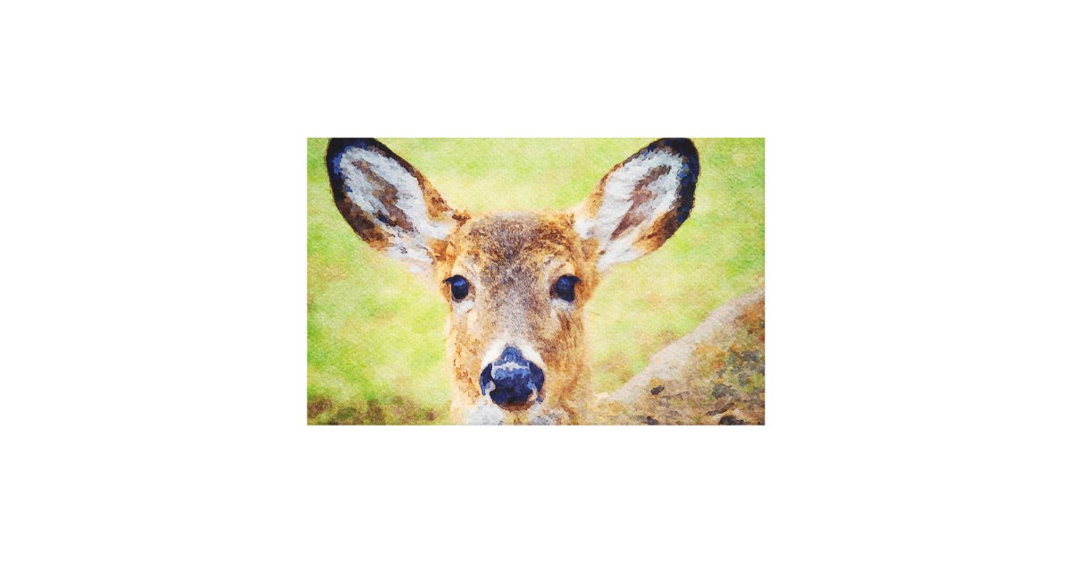 Gorgeous Whitetail Deer Head Watercolor Painting Canvas Print