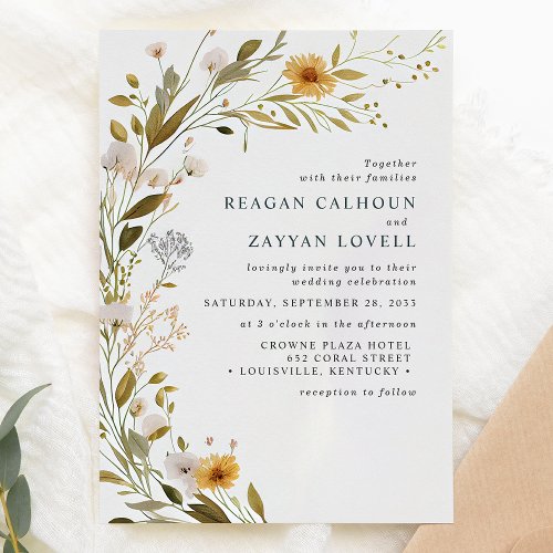 Gorgeous Wildflower Botanical Modern Wedding Invitation