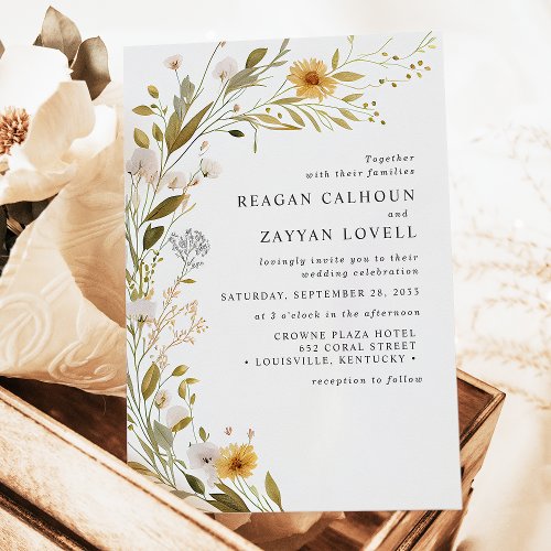 Gorgeous Wildflower Botanical Modern Wedding Invitation