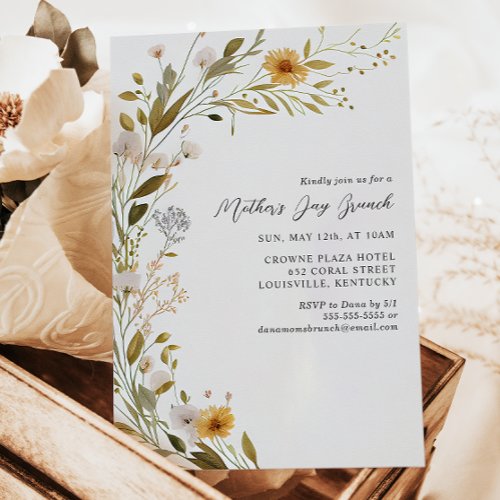 Gorgeous Wildflower Botanical Mothers Day Brunch Invitation