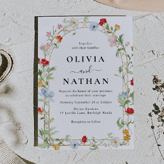 Gorgeous Wildflower Wreath Wedding Invitation