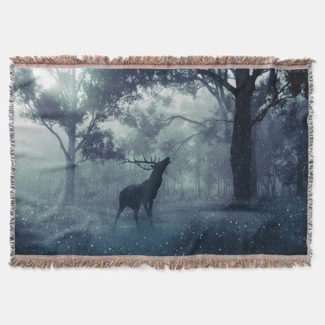 Gorgeous Winter in the Forest Throw Blanket (Front)