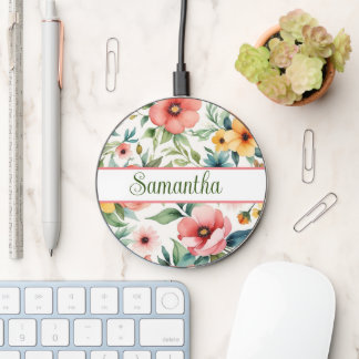 Gorgeous wireless charger floral personalized