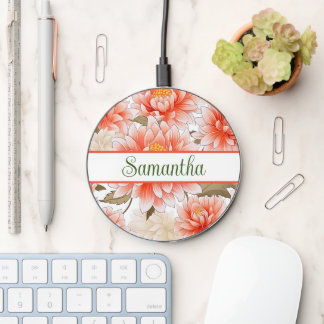 Gorgeous wireless charger floral personalized