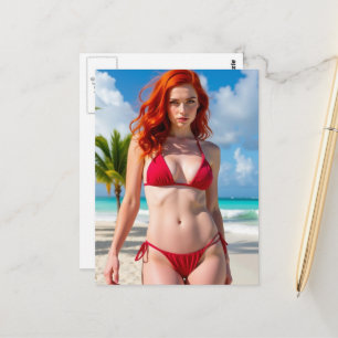 Gorgeous Woman in a Red Bikini  Postcard