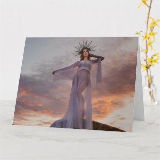 gorgeous women standing on rock greeting card