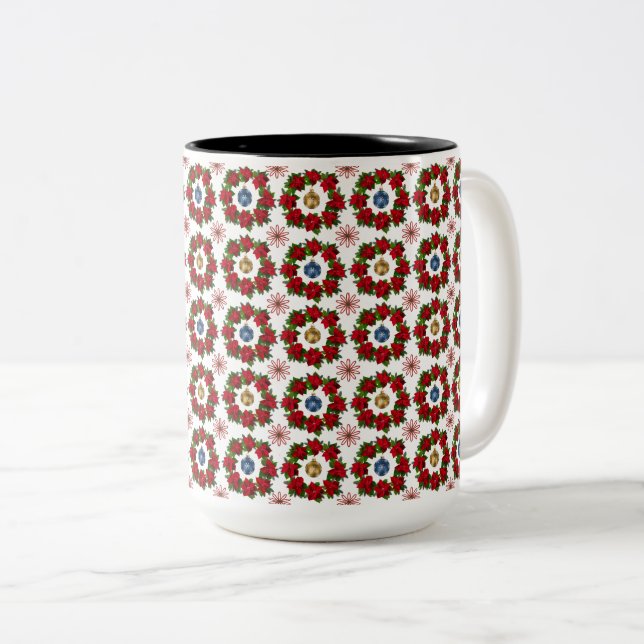 Gorgeous Xmas Floral Two-Tone Coffee Mug (Front Right)