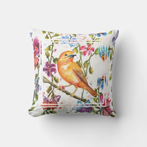 Gorgeous Yellow Bird Throw Pillow