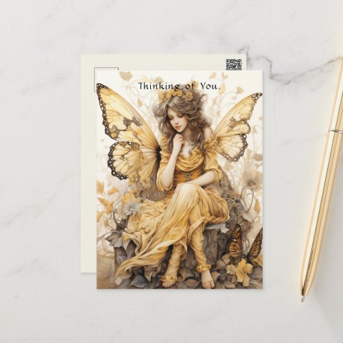 Gorgeous Yellow Fantasy Fairy  Postcard