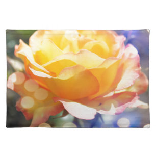 Gorgeous yellow rose flower. Floral photography. Cloth Placemat