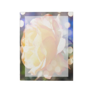 Gorgeous yellow rose flower. Floral photography. Notepad