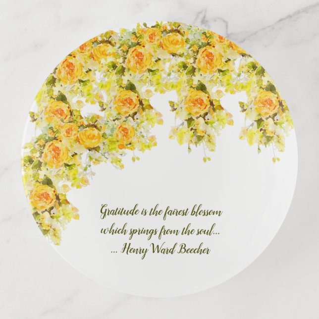 Gorgeous Yellow Roses Trinket Tray (Front)